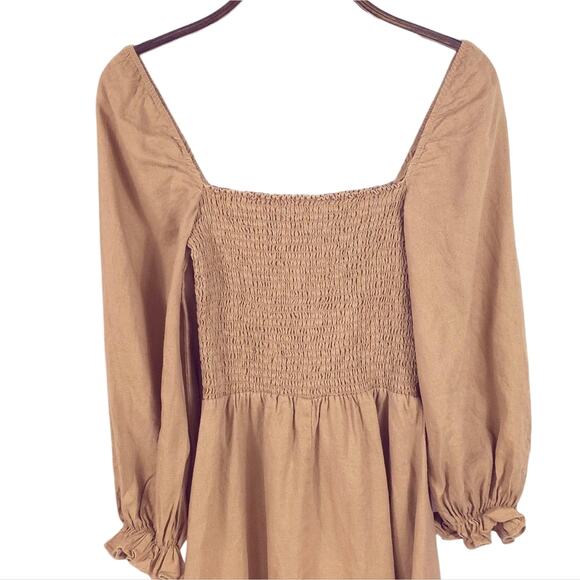 Reformation Gitane Smocked Linen Midi Dress Measures S/M - Picture 6 of 9